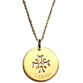 Pendentif Croix Mimosa - Plaqué or