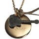 Pendentif médaille gravée Guitare - Plaqué or