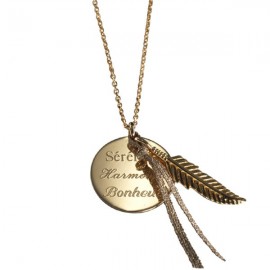 Pendentif médaille gravée Bohème - Plaqué or