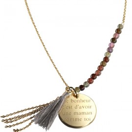 Sautoir Bahia Gris - Plaqué or