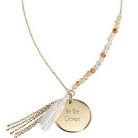 Sautoir Bahia Blanc - Plaqué Or