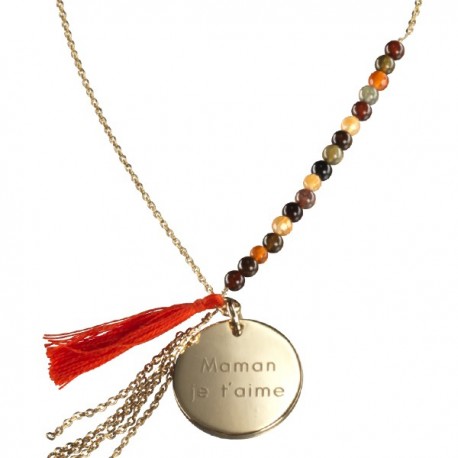 Sautoir Bahia Orange - Plaqué or