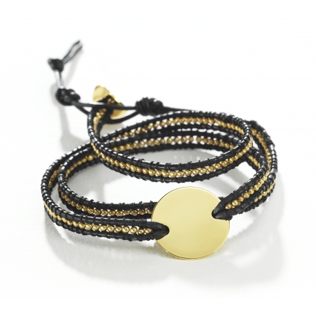 Bracelet Indian plaqué or Noir - Small
