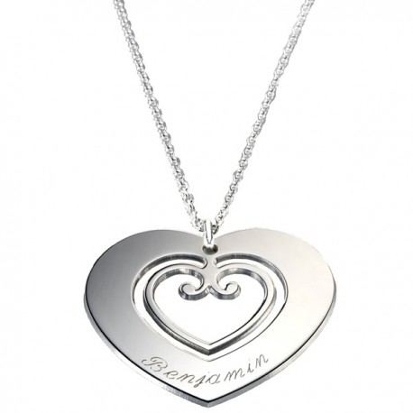 Pendentif Coeur Sacré - Argent