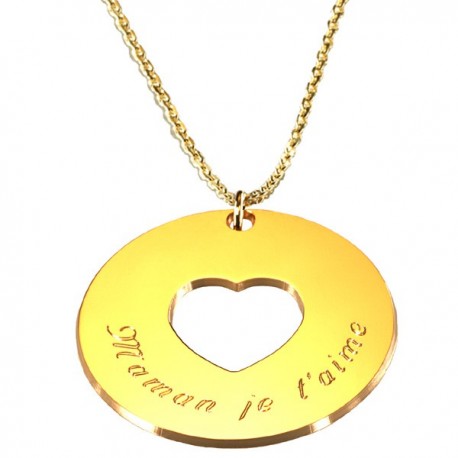 Pendentif Message du coeur Chaine - Plaqué or