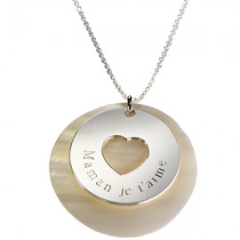 Pendentif Message du coeur Chaine - Argent et Nacre